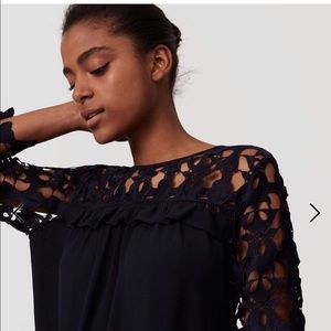 NWT LOFT navy lace top